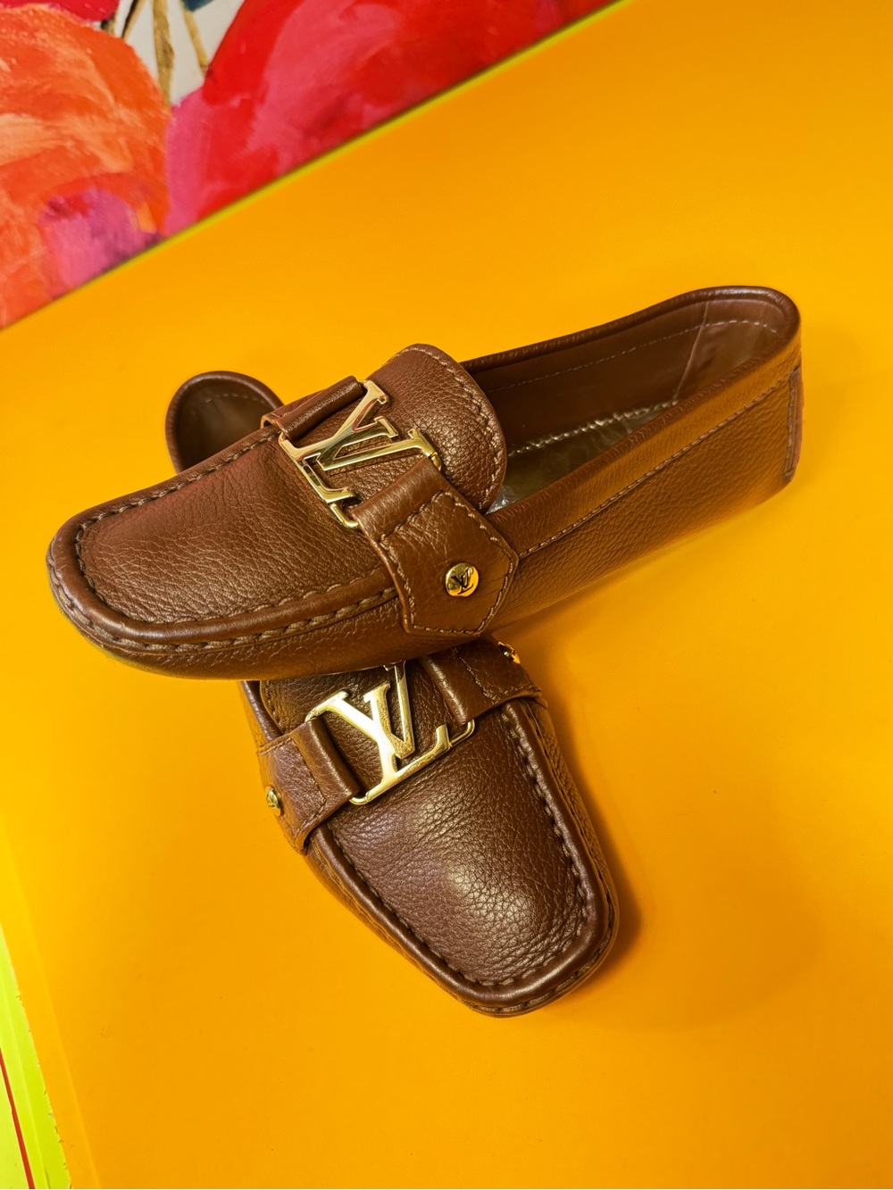 Louis Vuitton loafers Brown Leather Insole Detailing with Gold Stamp - Picture 13 of 15